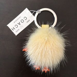 NWT Coach leather and mink chick keyfob